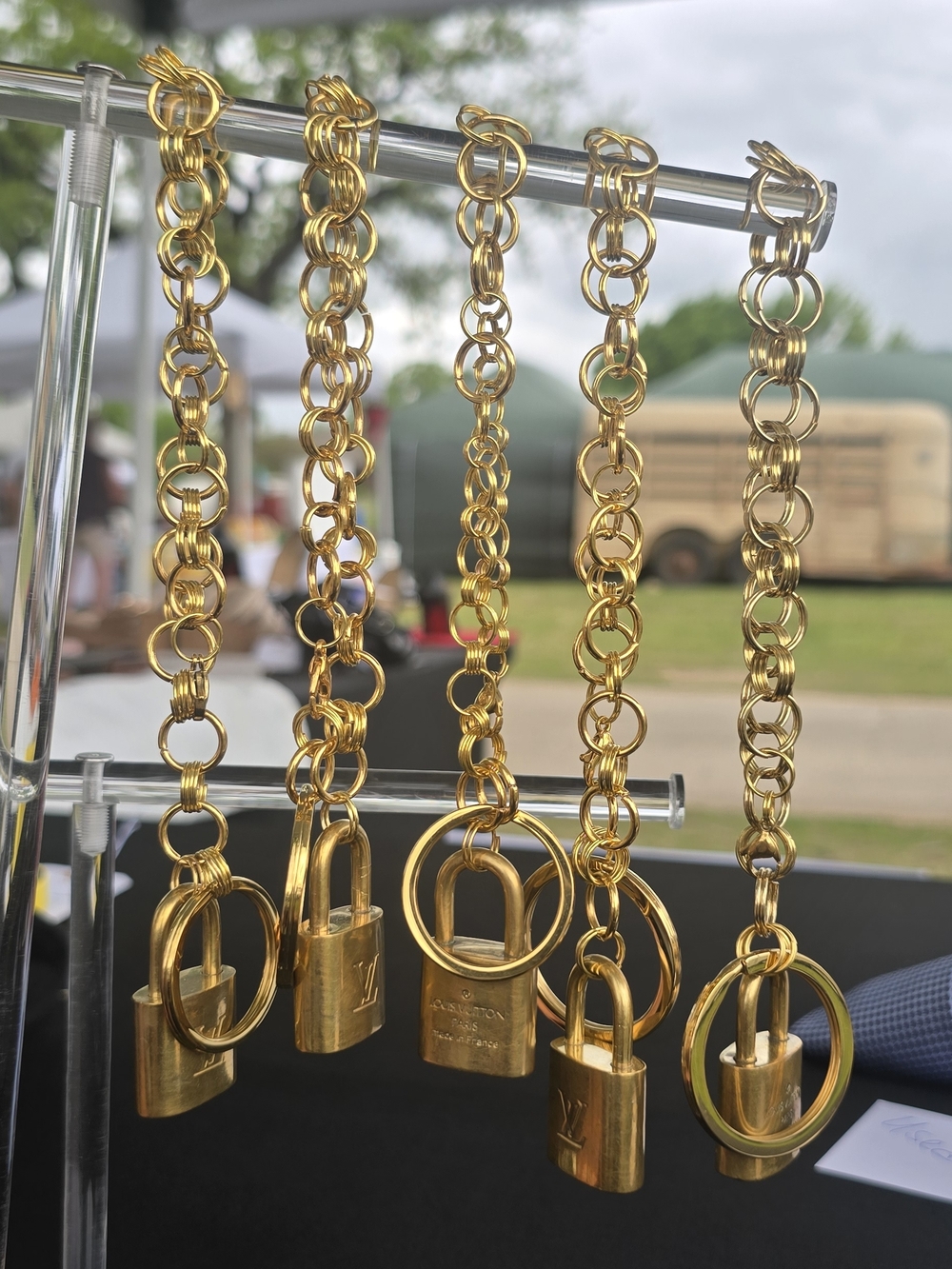 Auth Louis Vuitton Lock On Handmade 18k Gold Pl Keychain/bag charm Bundle Of 5